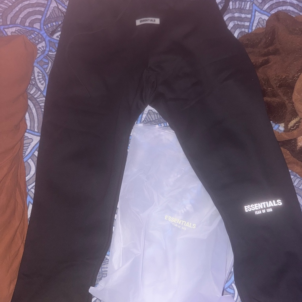 Essentials Kids Black Sweatpants with White Logo